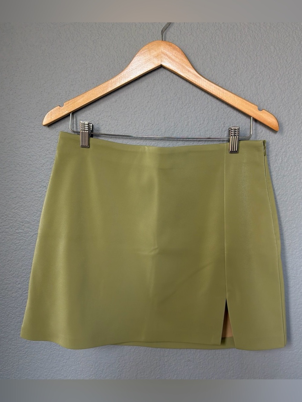 Topshop Olive Mini Skirt with Front Slit